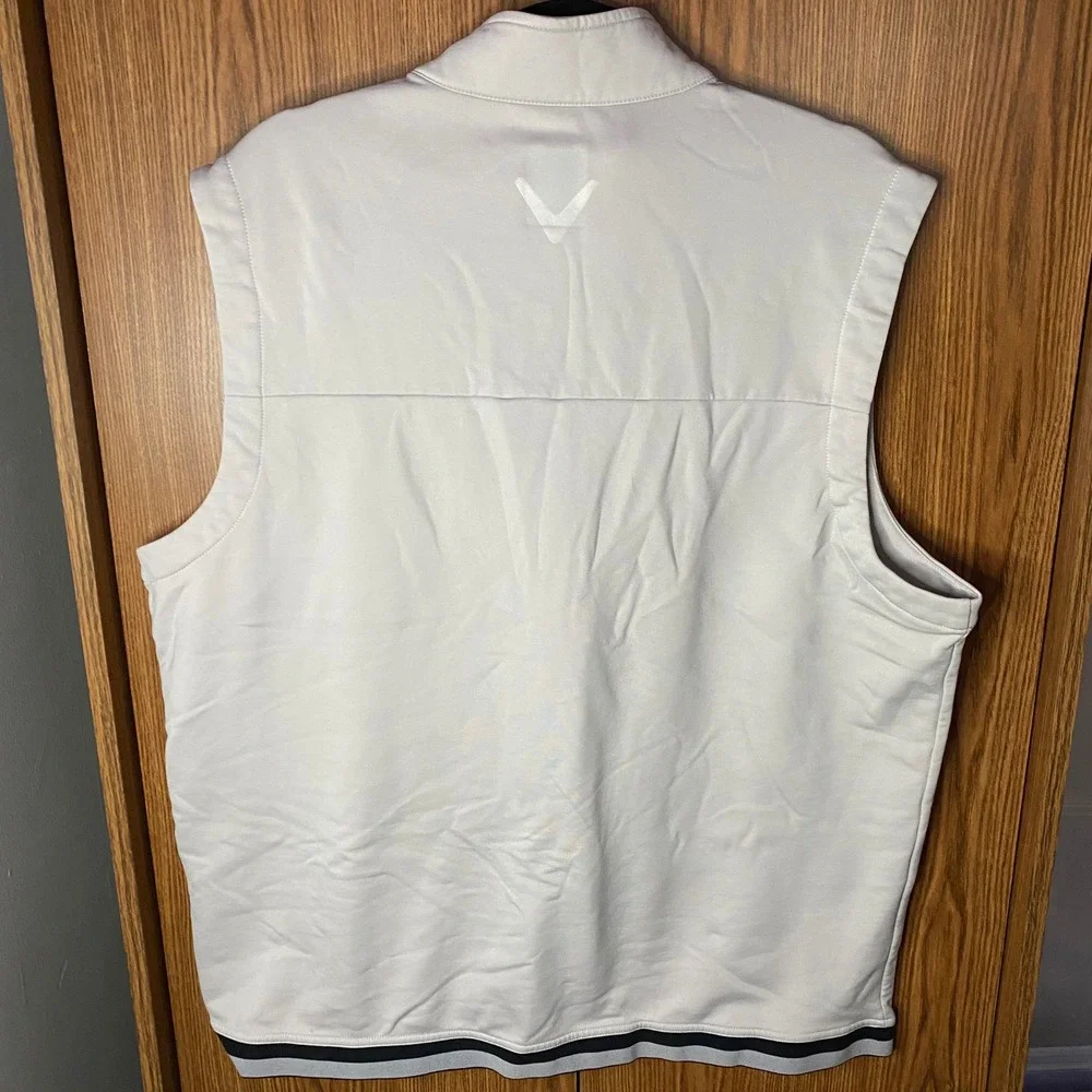 Callaway Golf Vest Mens XL Light Grey Weather Series Full Zip Fleece Lined Mock
